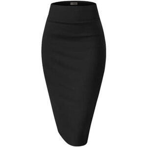 Womens Pencil Skirt High Waist Stretch Knee Length Office Work Professional Skir